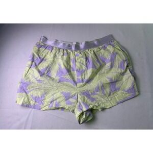 Victoria's Secret PINK Pajama Shorts Medium Purple Lime Palm Leaf Tropical Beach
